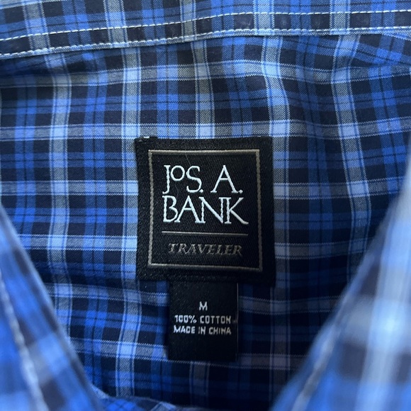 Jos. A. Bank Traveler Blue Plaid Casual Buttondown Sz. M - Picture 6 of 7